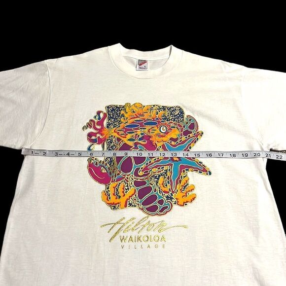 Hilton Waikoloa Village T-Shirt Woman’s Size Large White Turtle Fish Hawaii VTG - Picture 8 of 12